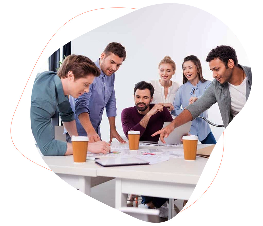 Illustration of a team developing a custom software solution