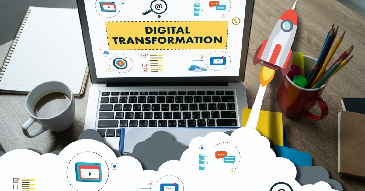 Illustration of digital transformation with a laptop