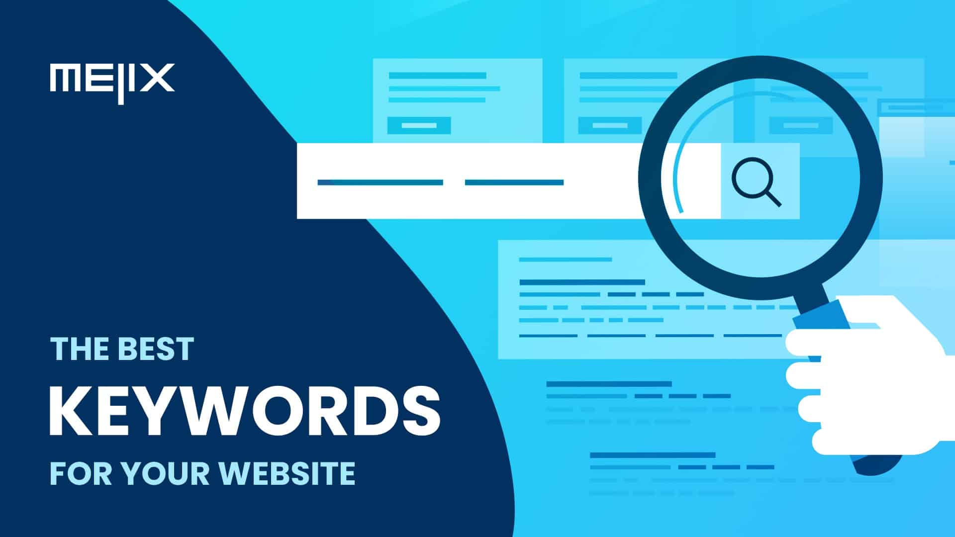 An abstract design with the text 'Find the Best Keywords for Your Website'